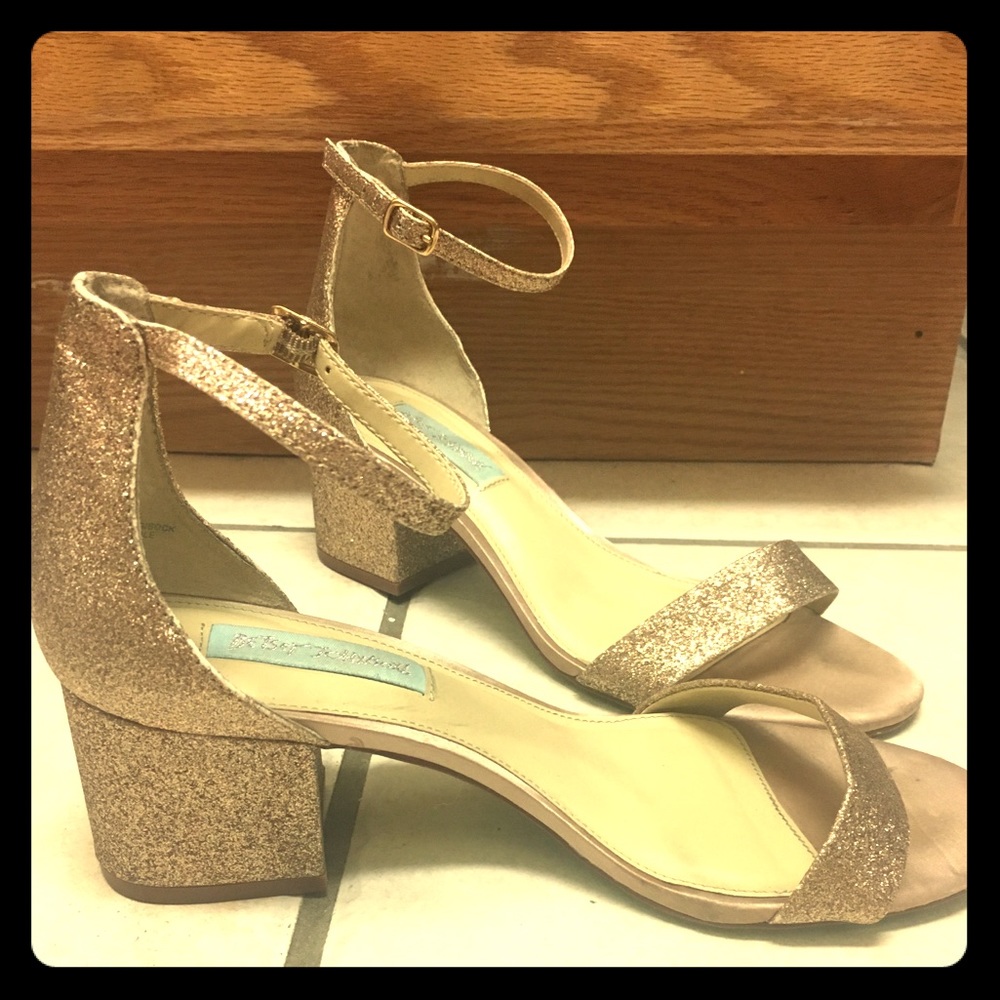 Gold Glitter Betsey Johnson Block Heels